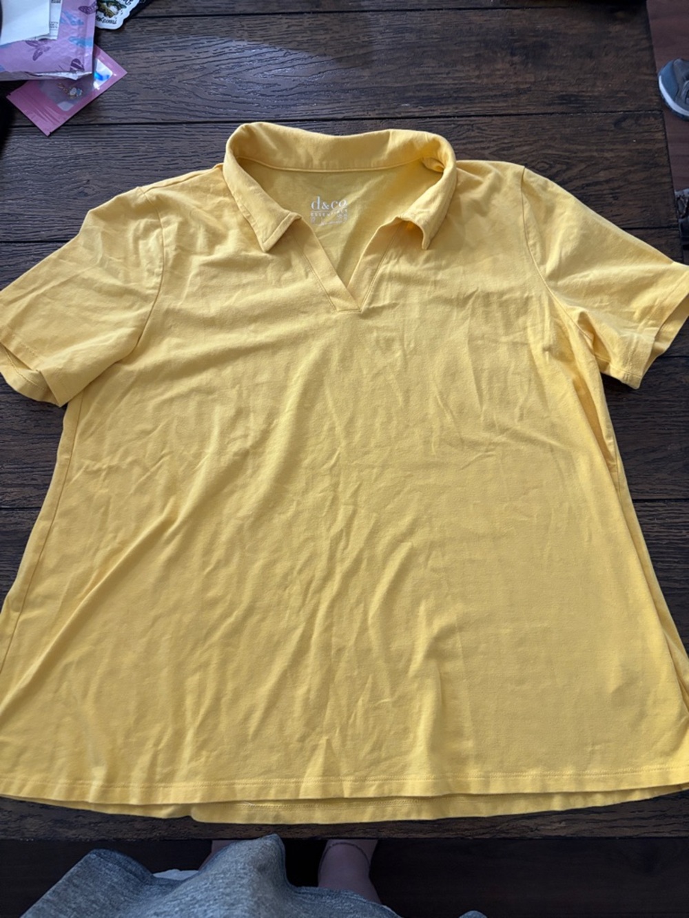 Women’s Bright Yellow V-Neck Polo by d&co